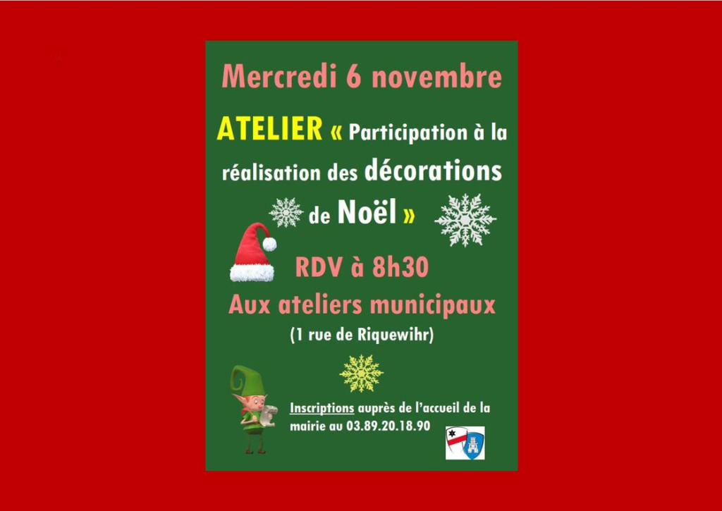 ATELIER de participation aux décoration de Noël !