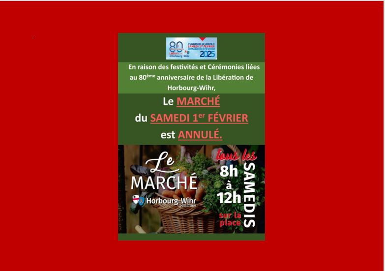 Le marché du samedi 1er février est exceptionnellement annulé !